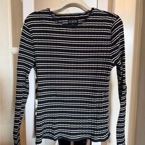 J.Crew Navy and Cream Striped Top